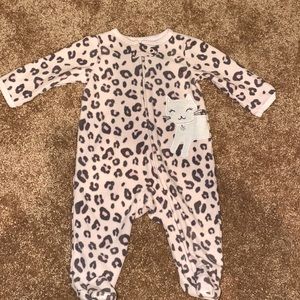 Pink cheetah fleece footie
